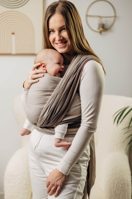 Wrap țesut Lennylamb - Little Herringbone Caffe Latte- Size S (4,2m)