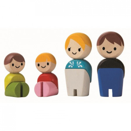Familie de papusi, set de figurine din lemn, Plantoys