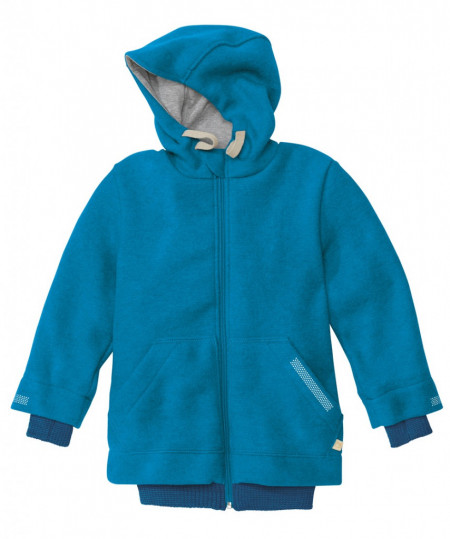 Jacheta lână fiarta Disana copii - Blue