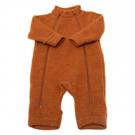 Overall cu mănuși și botoșei lână merinos fleece, Joha - Basic Orange