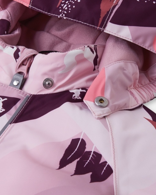 Salopetă de iarnă ReimaTec - Puhuri Grey Pink detaliu gluga