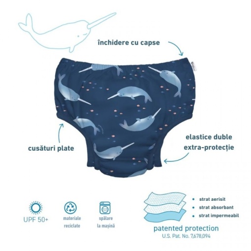 Scutec de inot refolosibil Iplay UPF 50+ - Aqua Dinosaur - Img 7