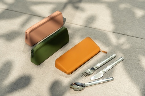 Set tacâmuri din inox cu husă din silicon cu fermoar, Citron - Green - Img 2