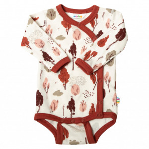 Body kimono din lână merinos si bambus Joha - Chili Red Trees