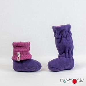 Botosei ajustabili lână merinos ManyMonths Winter Booties - Nebula Pink