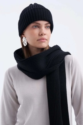 Căciulă 100% lână merinos Paterns, Black - Img 5