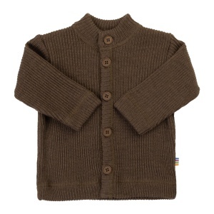Cardigan din lână merinos Joha - Rib Brown