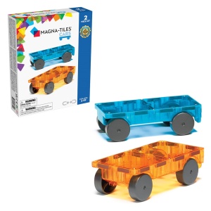 Magna-Tiles Extensie, 2 masinute Albastru si Portocaliu