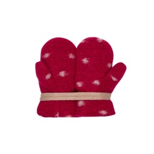Mănusi din lână fiartă Pure Pure - Berry Cashmere Dots