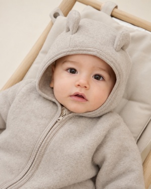 Overall cu urechi lână merinos fleece Huttelihut - Camel Melange