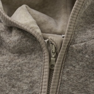 Overall dublat lână fiartă Huttelihut - Camel Melange detaliu fermoar