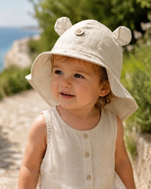 Pălărie ajustabilă ManyMonths Teddy Bear cânepă și bumbac - Beach Dust