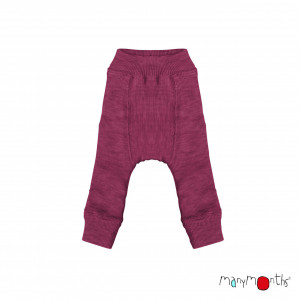 Pantaloni dublati Manymonths lână merinos - Dark Cerise/Vintage Pink