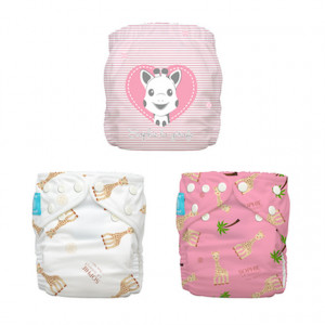 Set 3 Scutece Textile Charlie Banana - Sophie La Girafe Organic Pink 