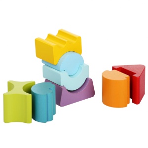 Set constructii, Turn cu acoperis rosu - Jucarie din lemn, Cubika