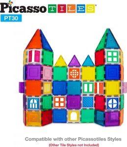 Set magnetic PicassoTiles 30 De Piese De Construcție (Magnetice Și Accesorii Clip-On) Uși Și Ferestre