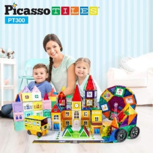 Set PicassoTiles Master Builder 300 piese de construcție (magnetice și accesorii) 3-în-1