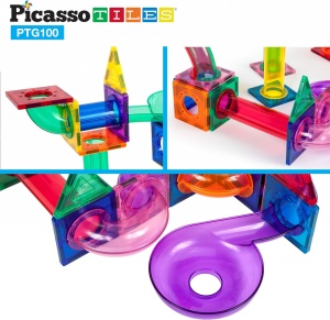 Set PicassoTiles Traseu magnetic pentru bile (marble run) - 100 de piese