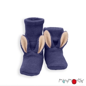 Botoșei lână merinos ManyMonths - Bunny Twilight Blue