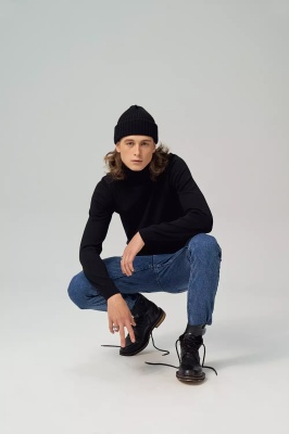 Căciulă 100% lână merinos Paterns, Black - Img 2