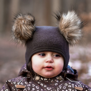 Cagulă lână merinos fleece Mikk-line - Chocolate Brown