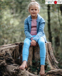 Cardigan ManyMonths lână merinos - Blue Mist (cu guler)