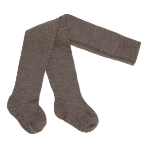 Dres antiderapant din lână merinos Go Baby Go - Brown Melange