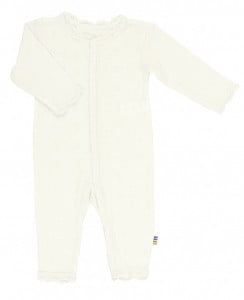 Jumpsuit cu dantelă lână merinos si mătase Joha - Basic White