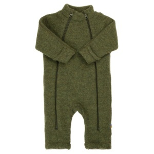 Overall lână merinos fleece Joha, cu manusi si botosei - Dark Olive