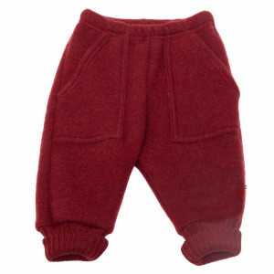 Pantaloni lână merinos fleece Joha - Basic Bordeaux