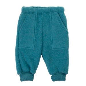Pantaloni lână merinos fleece Joha - Turquoise