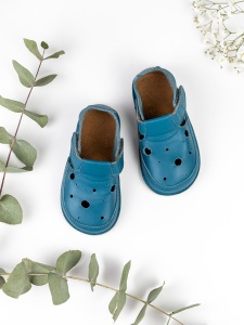 Pantofi barefoot din piele naturala - Erda Teal Play