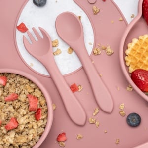 Set Diversificare, AppeKids, 100% Silicon, Panda - Old Rose - Img 6