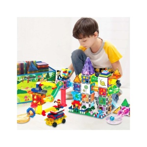Set PicassoTiles 700 piese: magnetice, cărămiduțe, figurine, trasee de bile, whiteboard cu markere și cutie de depozitare