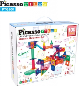 Set PicassoTiles Traseu magnetic pentru bile (marble run) - 100 de piese