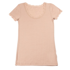 Tricou femei Joha lână merinos și mătase - Peach, XS