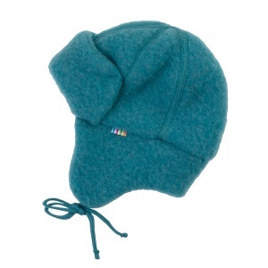 Căciulă dublată lână merinos fleece Joha - Turquoise