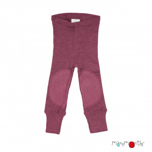 Colanți lână merinos Manymonths cu protecții genunchi - Patches Dark Cerise
