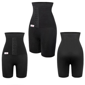 Colanti scurti modelatori cu centura abdominala postnatala integrata, WonderMom Negri marimea S - Img 2