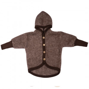 Jacheta Cosilana lână merinos fleece si bumbac - Brown