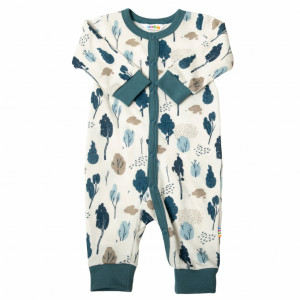 Jumpsuit lână merinos și bambus Joha - Dark Blue Trees