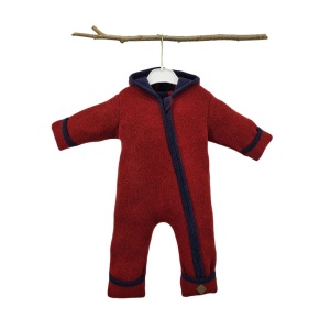 Overall lână merinos fiartă cu mănuși și botoșei, Stapf - Dark Red/ Midnight