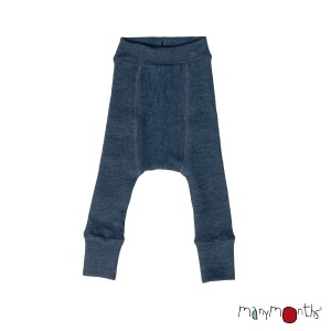 Pantaloni dublati Manymonths lână merinos - Moondust Blue