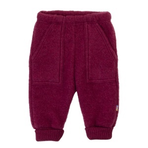 Pantaloni lână merinos fleece Joha - Wine Melange