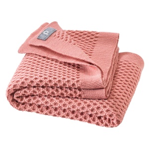 Pătură lână merinos bebeluși Disana - Honeycomb Soft Pink