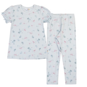 Pijama de vară din bambus Joha - Flamingo Light Blue