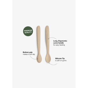 Set 2 lingurite din silicon cu coada lunga Citron, Blush Pink/ Beige - Img 3