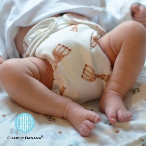 Set 3 Scutece Textile Charlie Banana - inserturi noi cu fleece , Sophie La Girafe Blue - Img 6