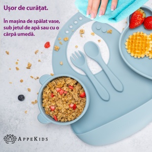 Set Diversificare, AppeKids, 100% Silicon, Panda - Aqua Blue - Img 5
