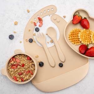 Set Diversificare, AppeKids, 100% Silicon, Panda - Bubble Beige - Img 5